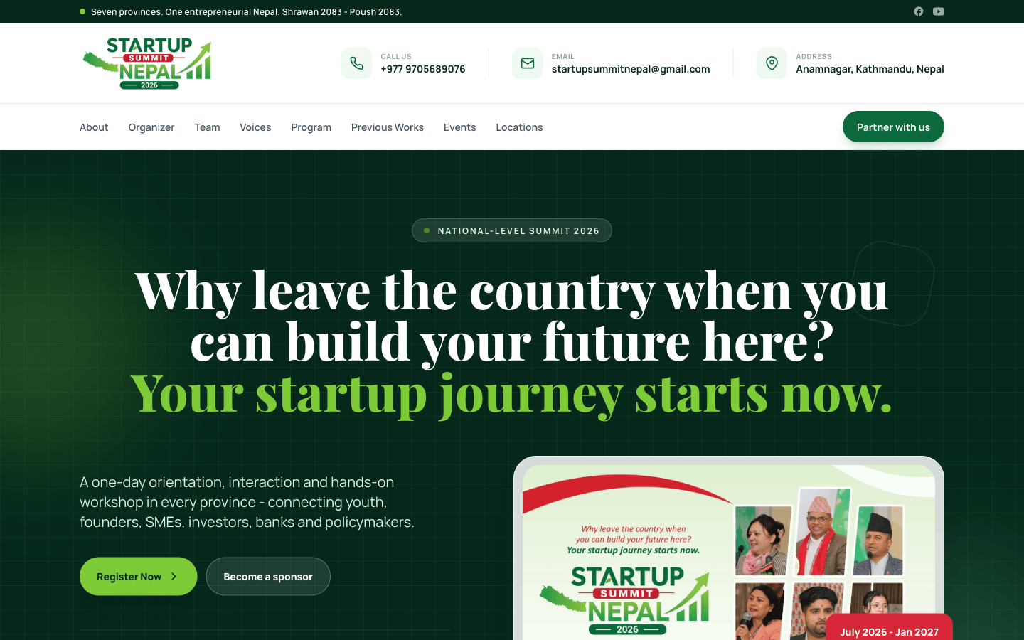 Startup Summit Nepal website